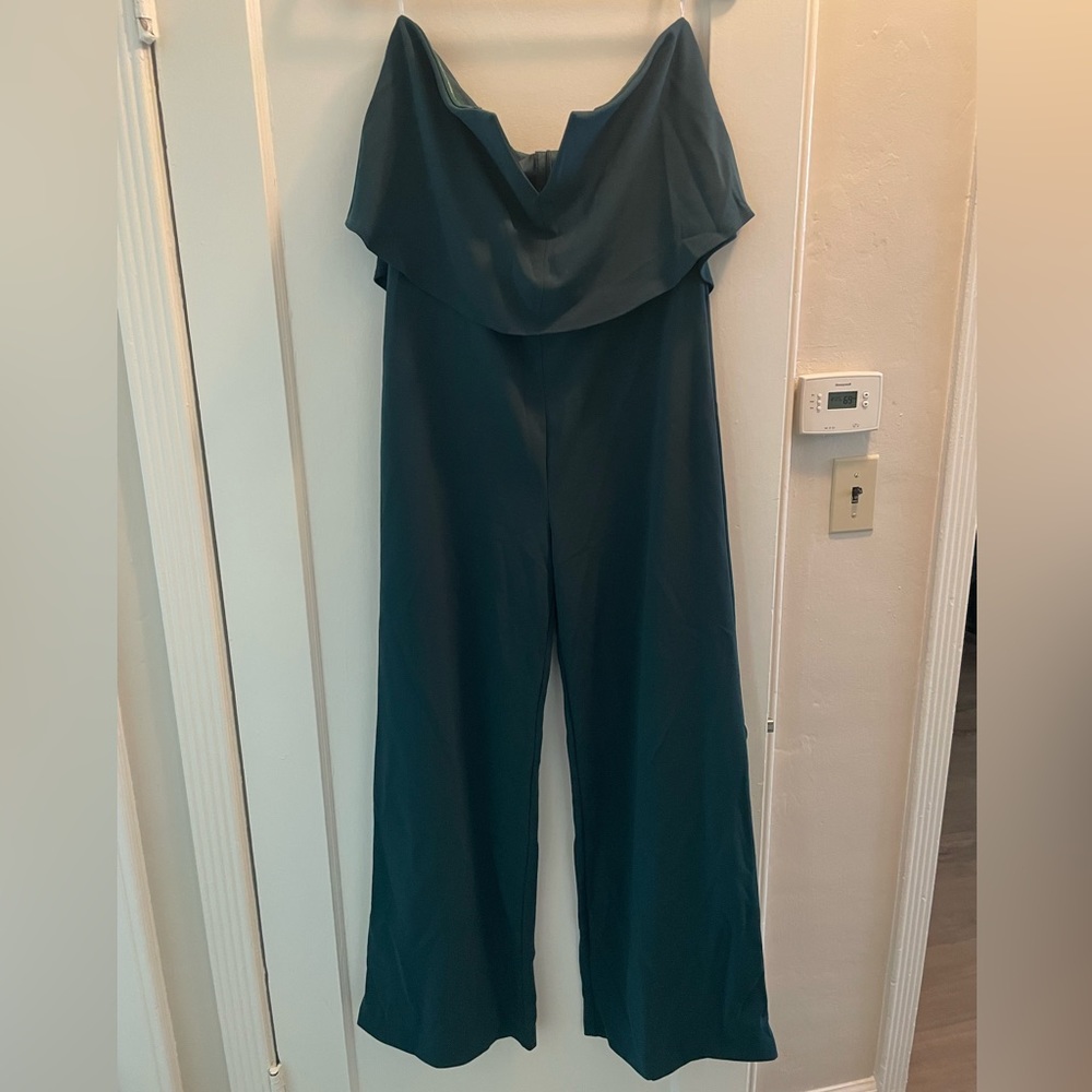 Lulu’s Power of Love Emerald Green Strapless Jumpsuit